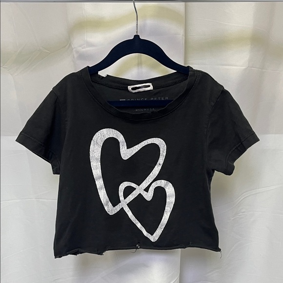 Prince Peter Collection girls Black &White distressed Heart Tee medium - Picture 1 of 6